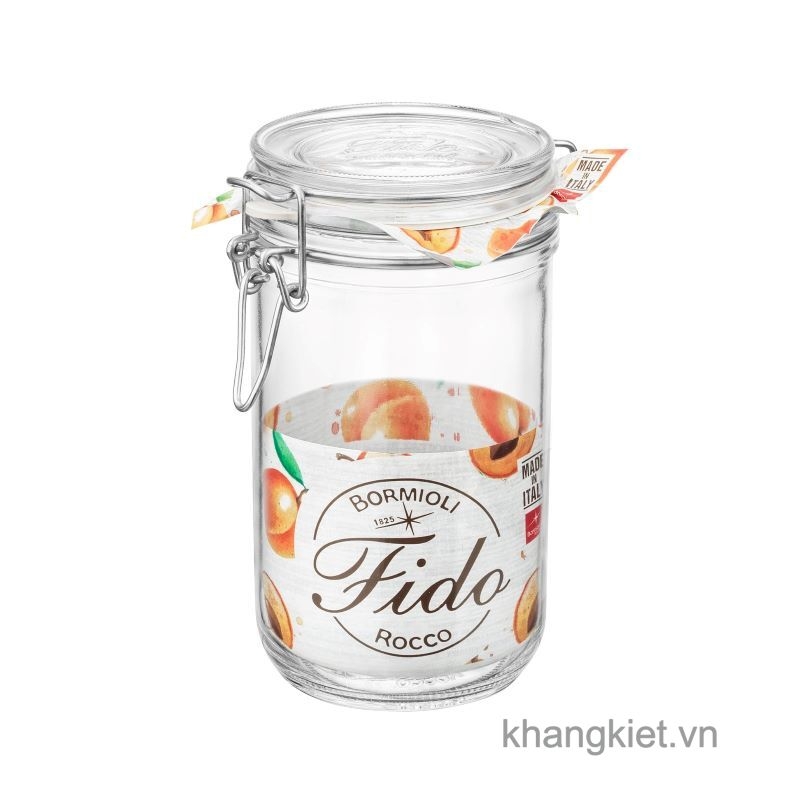 Hũ thủy tinh nắp cài kín hơi Fido thân tròn cao 750ml – Bormioli Rocco (Made in Italy)