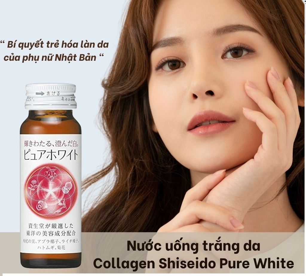 Nước uống trắng da Shiseido Pure White bổ sung Collagen 50ml x 10 chai