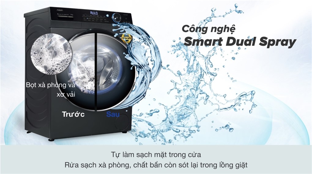 Máy giặt Aqua Inverter 9 kg AQD D903 G.BK