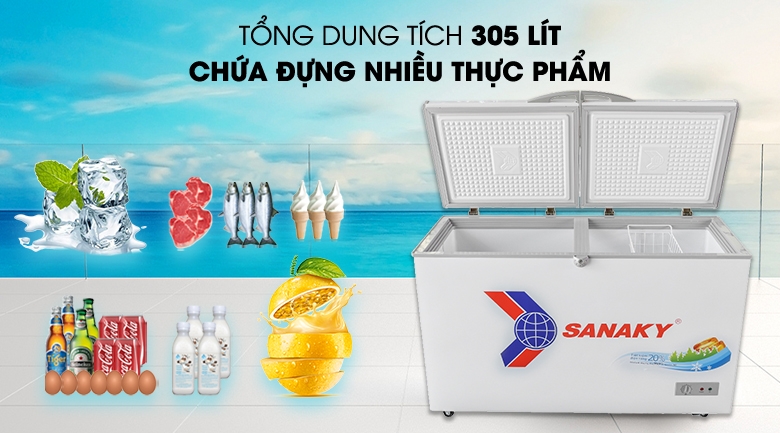 Tủ đông Sanaky 1 Ngăn Đông 305 lít VH 4099A1