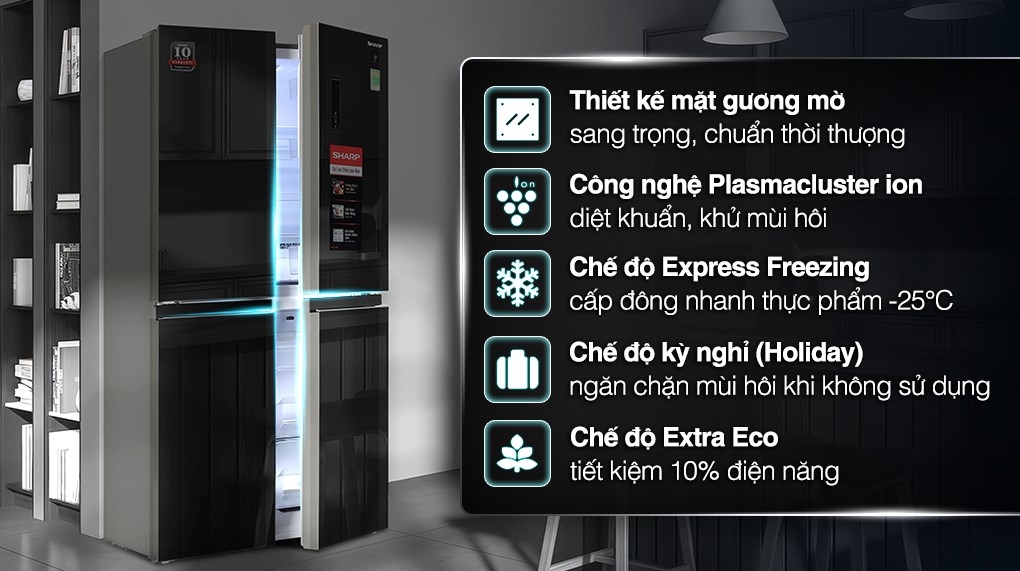 Tủ lạnh Sharp Inverter 401 lít Multi Door SJFXP 480VGBK