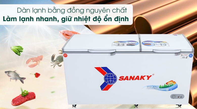 Tủ đông Sanaky 2 Ngăn Đông Mát 485 lít VH-6699W1
