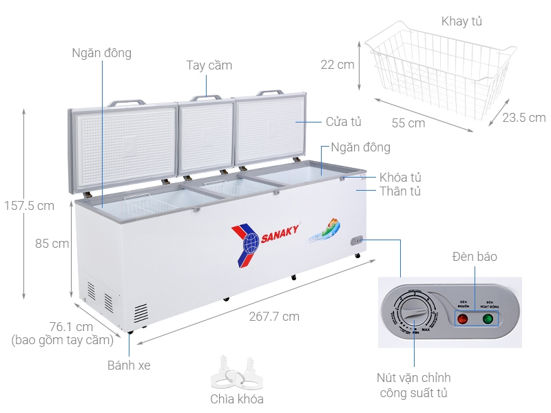 Tủ đông Sanaky 1 Ngăn Đông 900 lít VH 1199HY