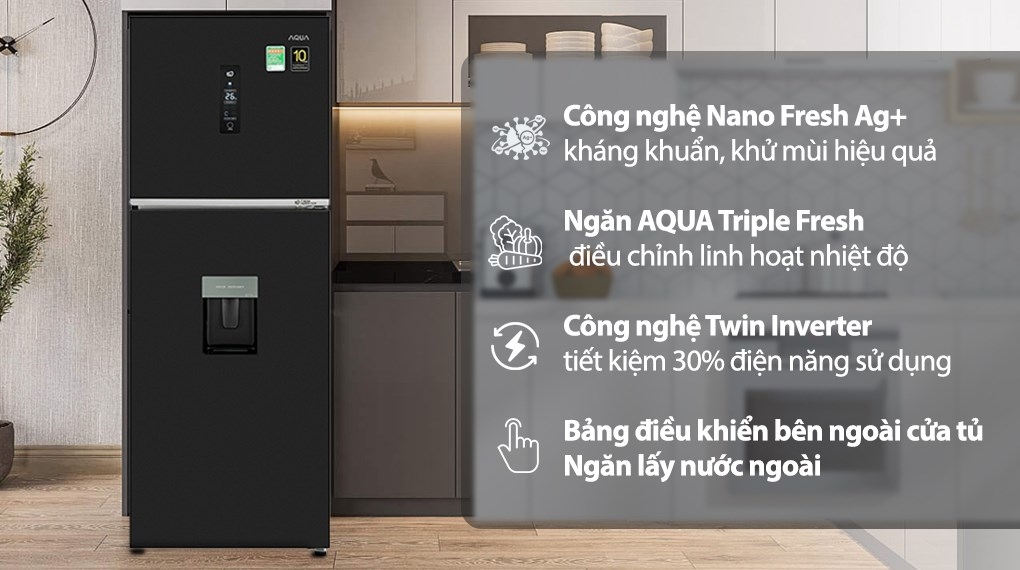 Tủ lạnh Aqua Inverter 318 lít AQR T369FA (WBS)