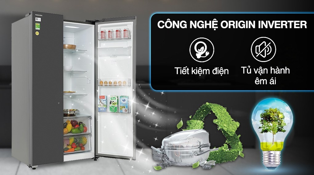 Tủ lạnh Toshiba Inverter 596 lít Side By Side GRRS 775WI PMV(06) MG