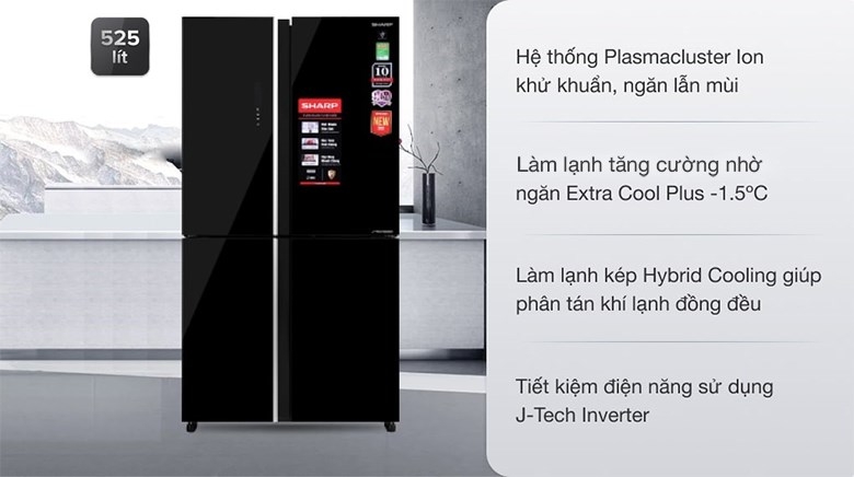 Tủ lạnh Sharp Inverter 525 lít Multi Door SJFXP 600VGBK