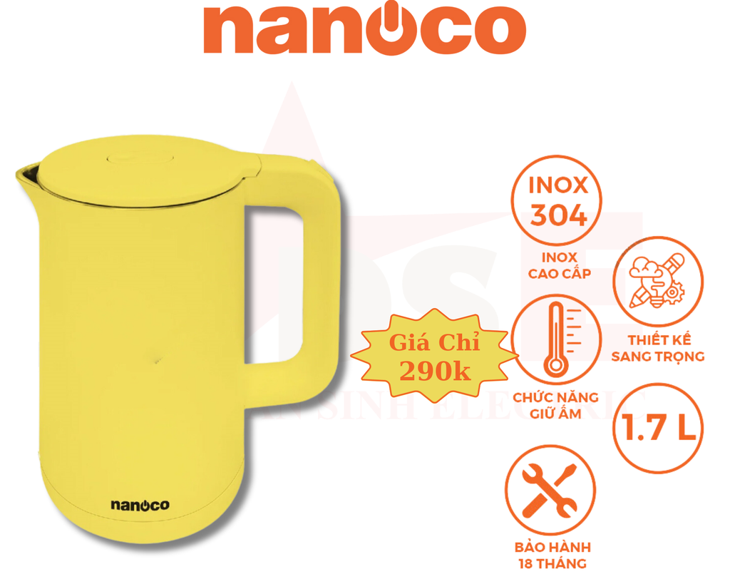 Bình đun siêu tốc Nanoco NKT1750