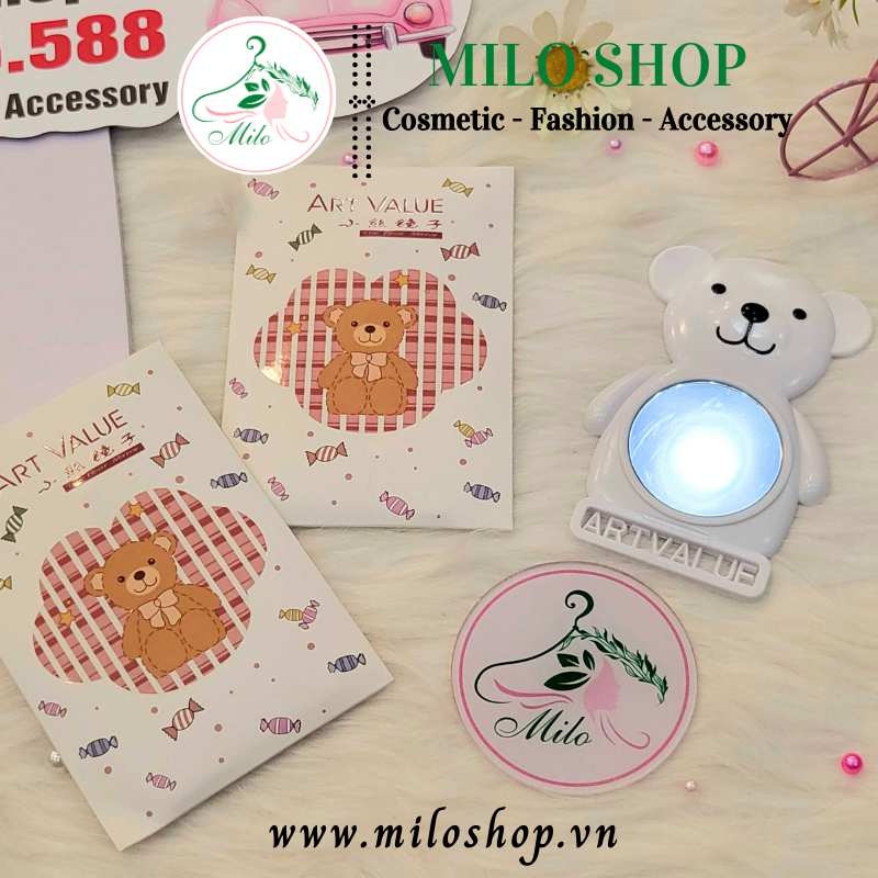 Gương mini Art Value hình gấu Bear màu trắng cute