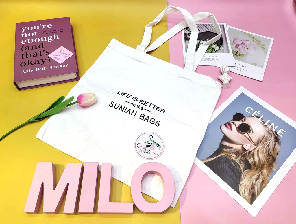 Túi tote Quảng Châu chữ Life is better in the Sunian Bags