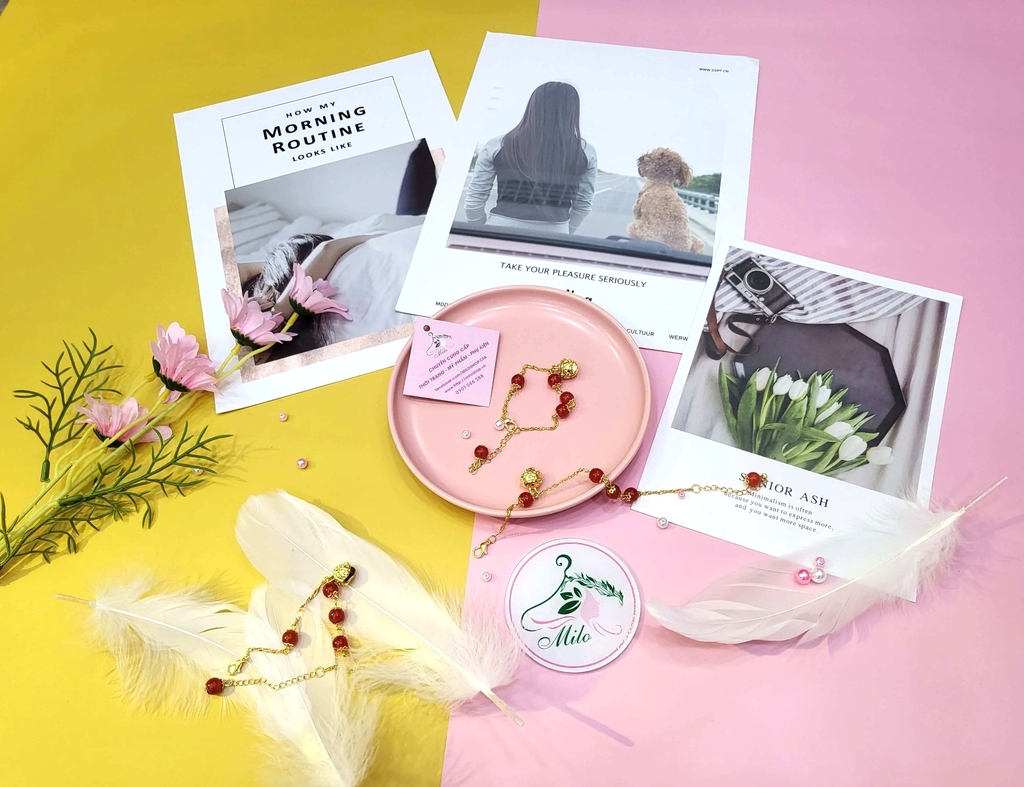 Lắc tay phong thủy hạt ngọc đỏ mix chuông