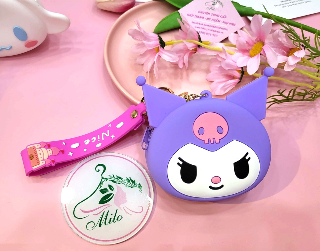 Móc khóa ví đựng tiền xu, thẻ hình hoạt hình cute