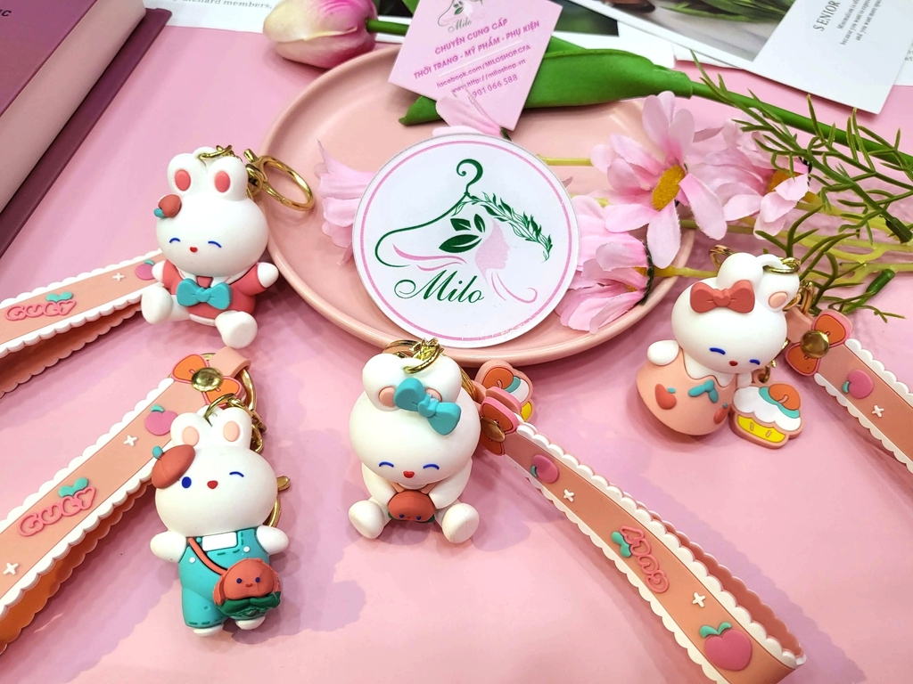 Móc khóa Thỏ kèm dây đeo chữ Good