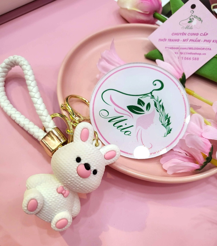 Móc khóa hình thú cute kiểu đan len (khủng long, heo, thỏ, vịt)