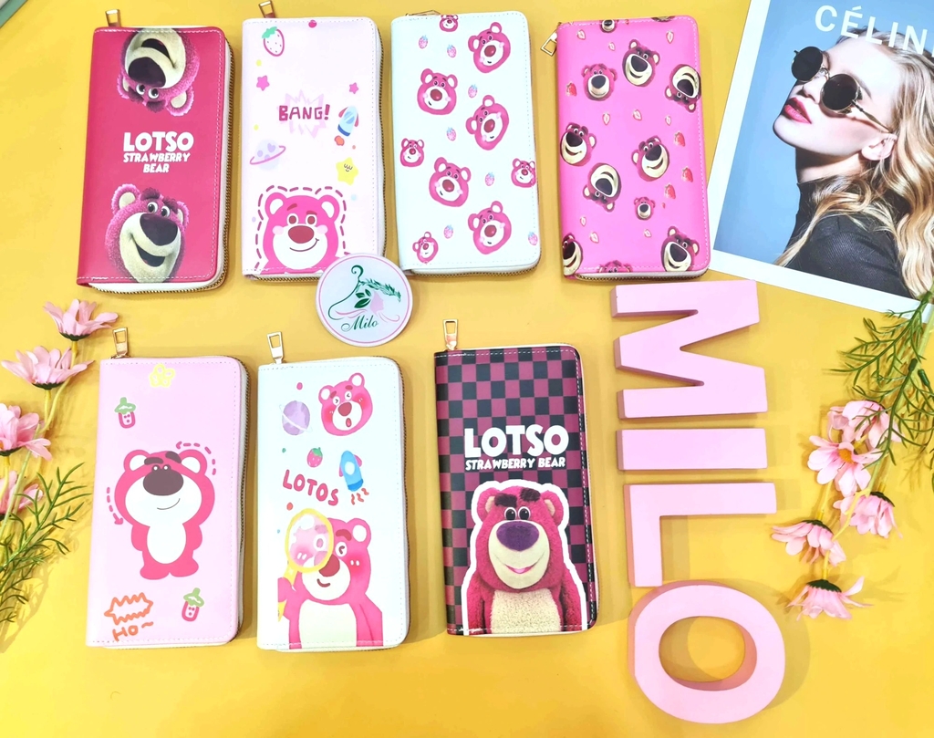 Ví dài cầm tay gấu dâu Losto cute nhiều màu