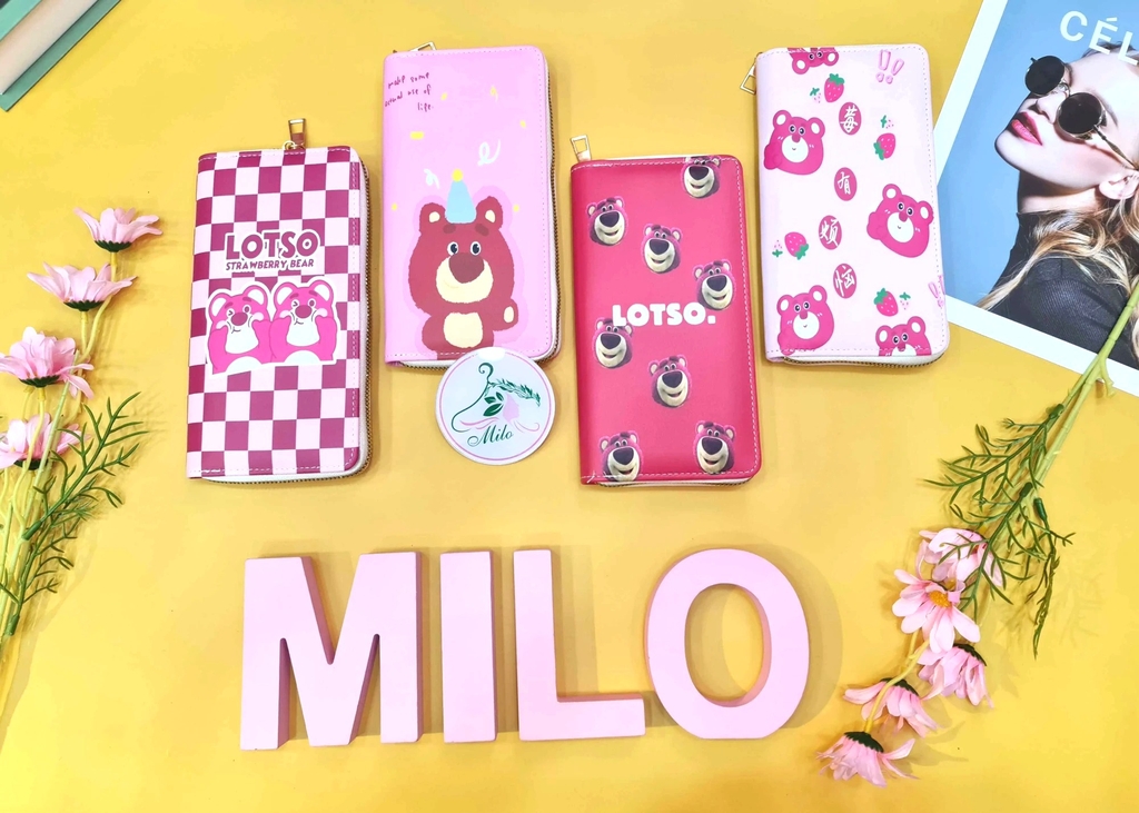 Ví dài cầm tay gấu dâu Losto cute nhiều màu