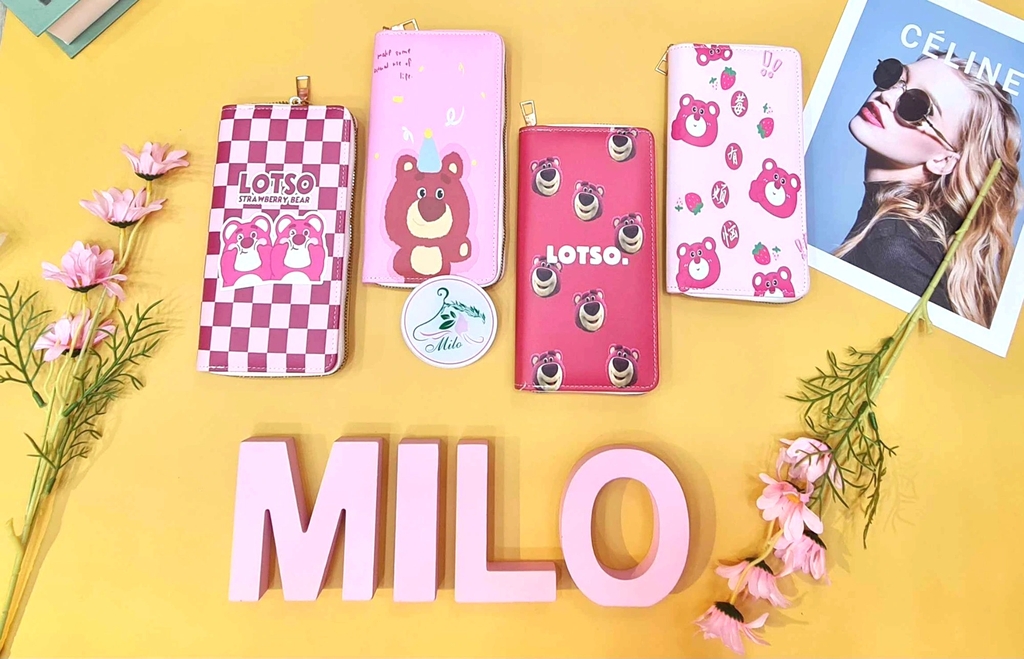 Ví dài cầm tay gấu dâu Losto cute nhiều màu