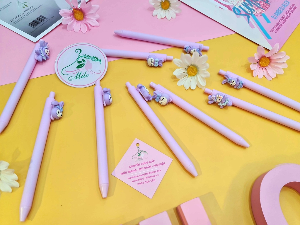 Bút bi thỏ màu tím cute