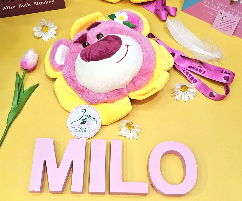 Túi xách đeo chéo gấu dâu Lotso bông hoa hướng dương