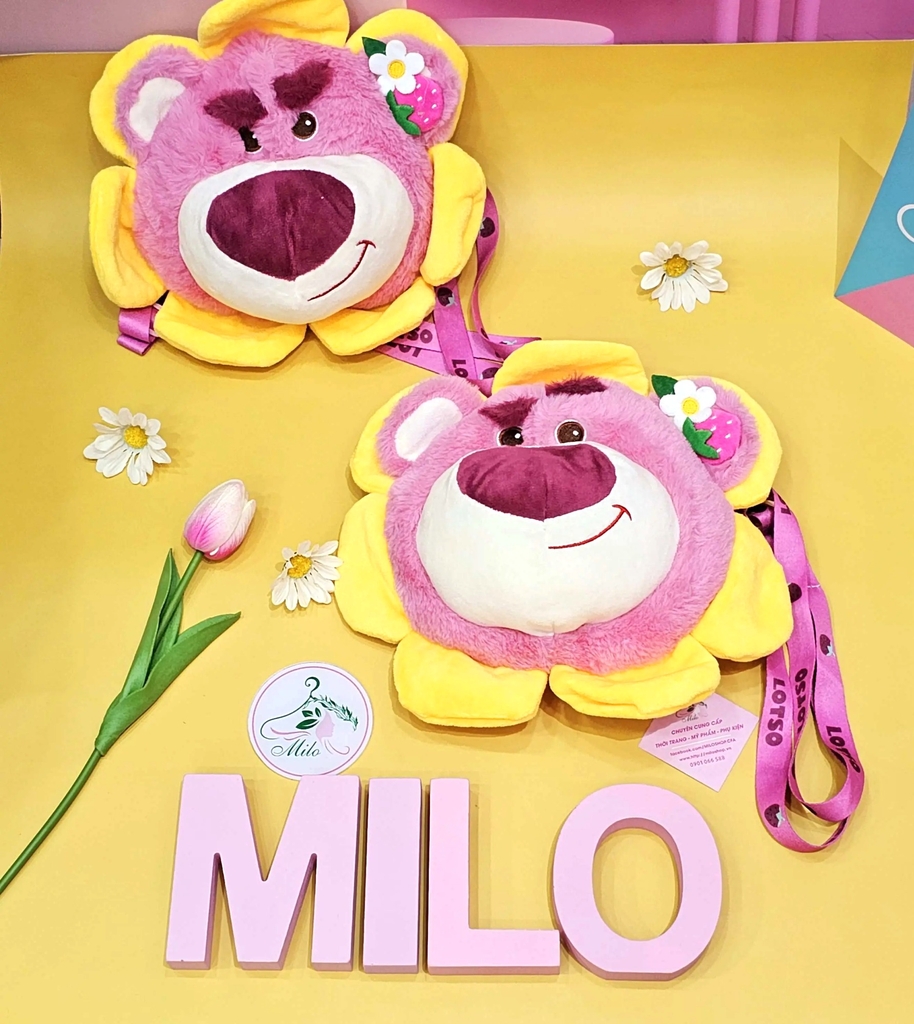 Túi xách đeo chéo gấu dâu Lotso bông hoa hướng dương