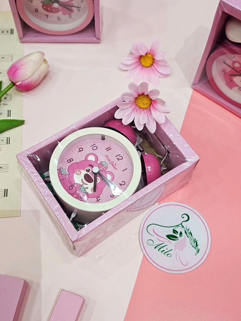 Đồng hồ báo thức gấu dâu Lotso - Honey Time Pink Bear (có đèn)