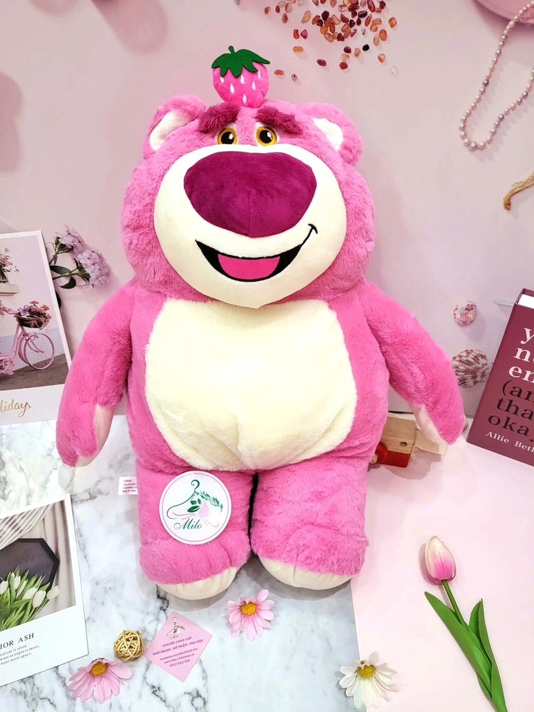 Gấu bông dâu tây Lotso (gấu ngồi hồng) - 60cm