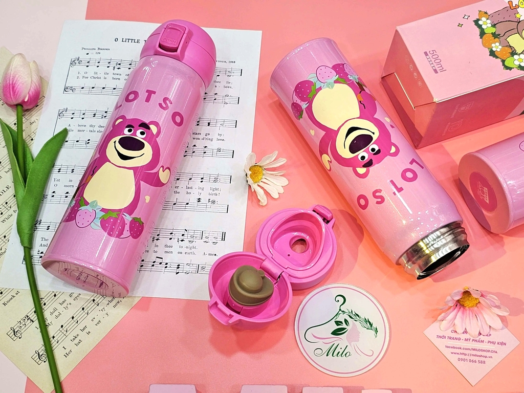 Bình giữ nhiệt gấu dâu Lotso Disney - 500ml