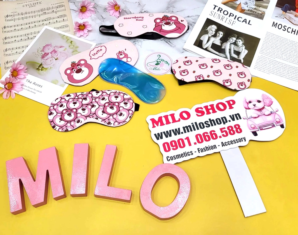 Bịt mắt ngủ gấu dâu Lotso có gel làm mát