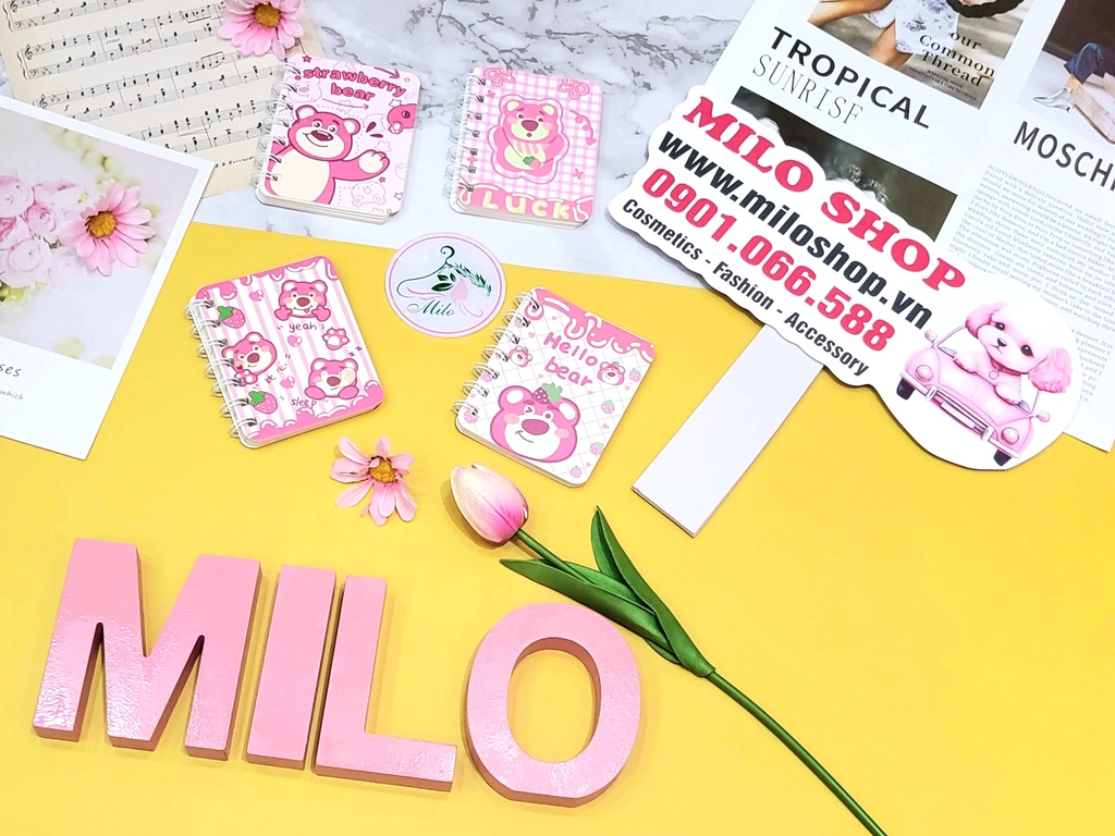 Sổ note lò xo gấu dâu Lotso (size A7)