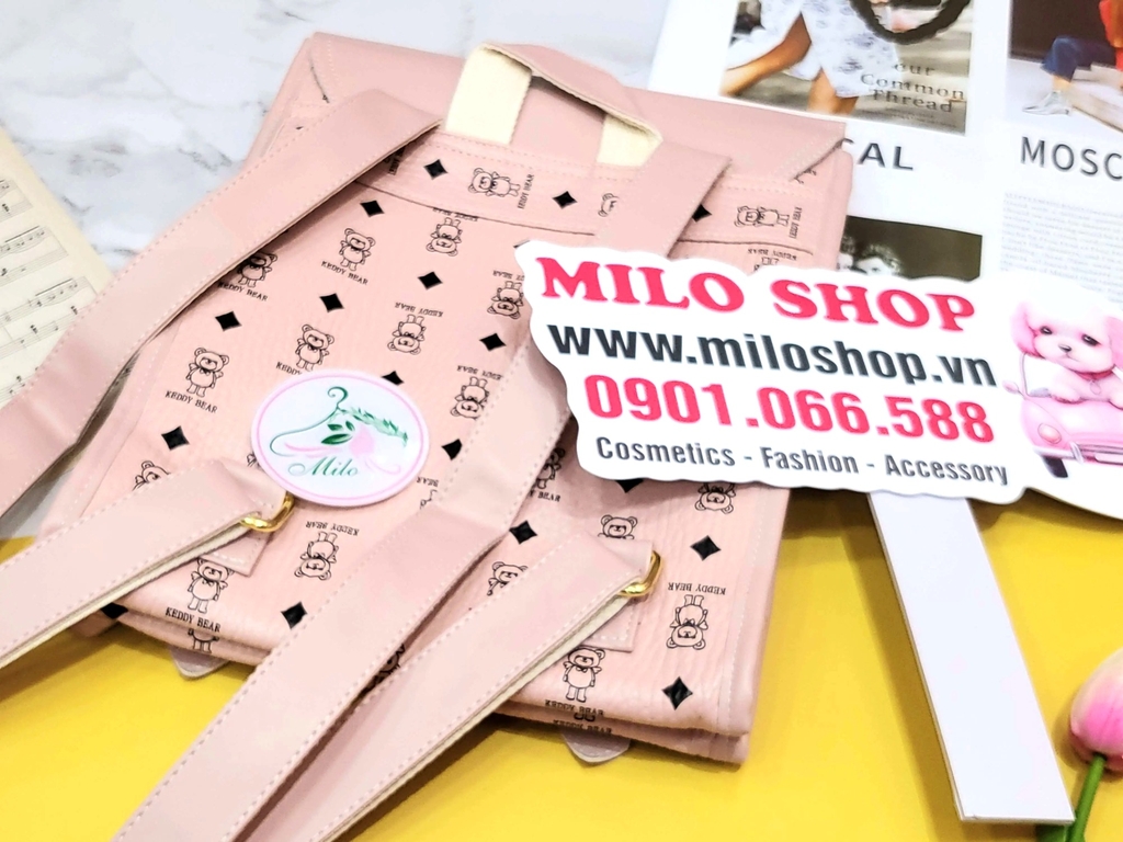 Balo Quảng Châu zaza Keddy Bear cao cấp (hồng)