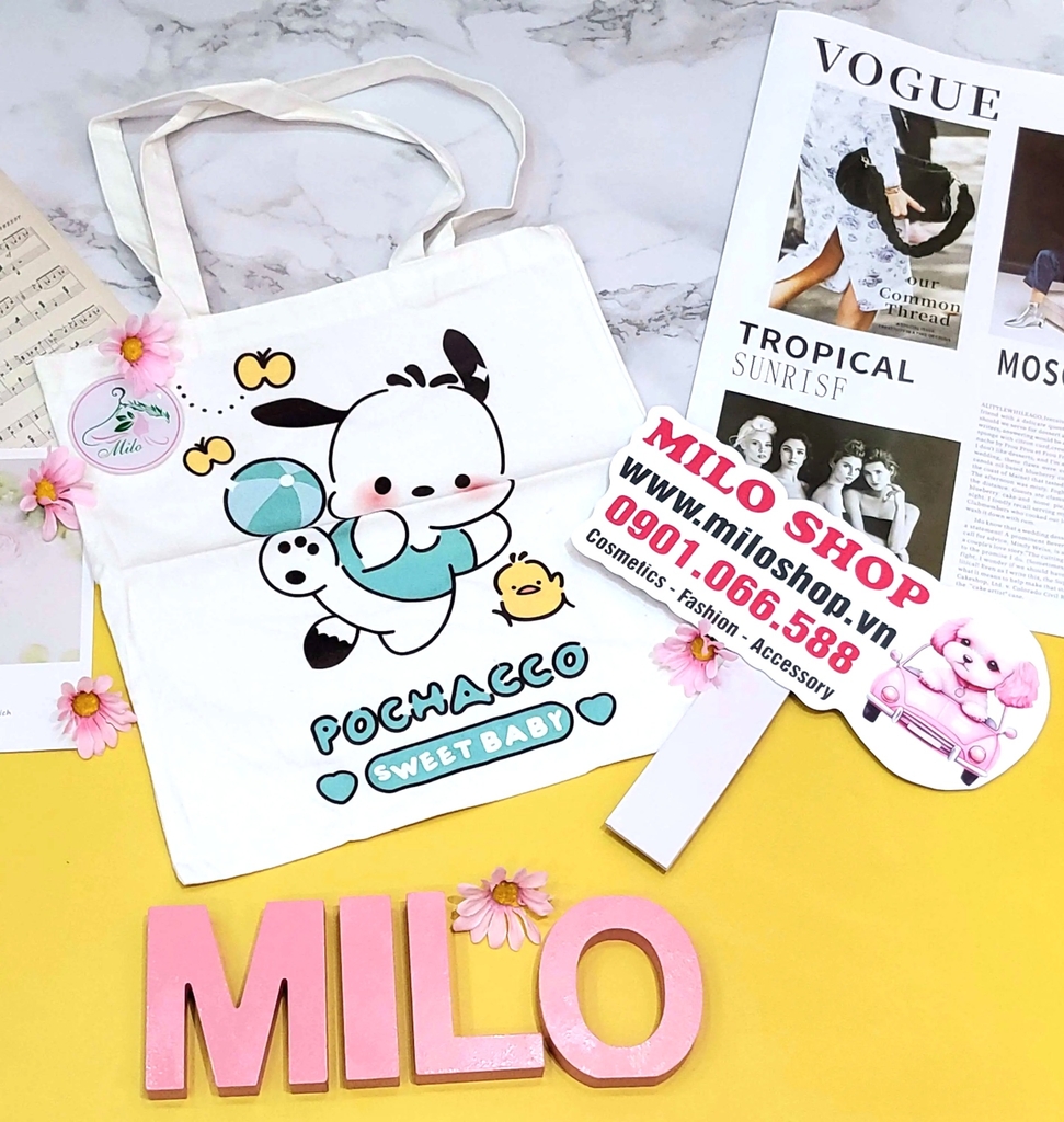 Túi tote canvas gấu dâu Lotso + Melody (Quảng Châu)