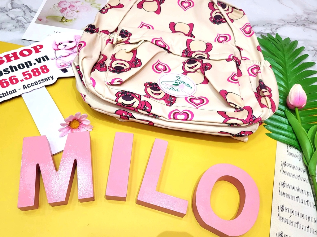 Balo Quảng Châu hình gấu dâu Lotso (size to)