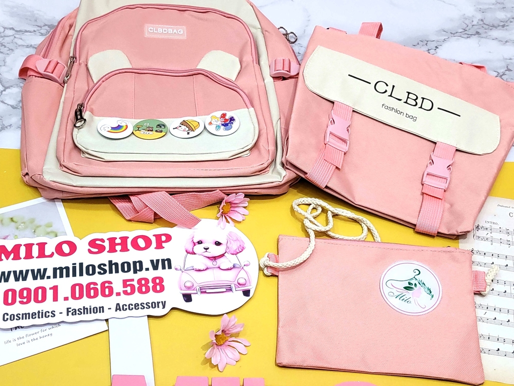 Balo Quảng Châu CLBD BAG (set gồm 5 cái) - Hồng