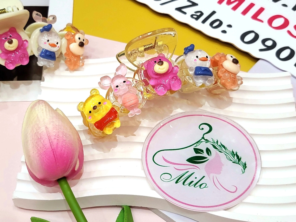 Kẹp tóc charm hoạt hình Disney (kiểu trong + kiểu đục)