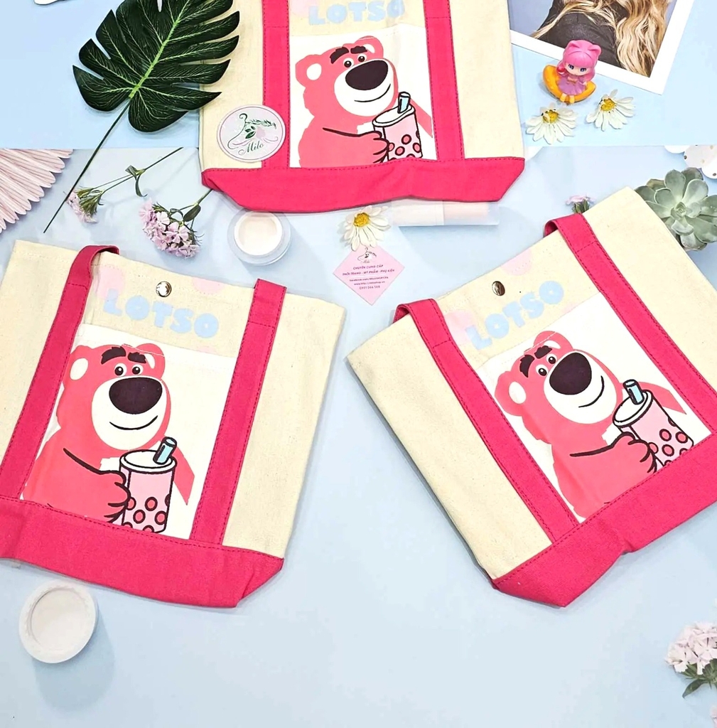 Túi tote Canvas gấu dâu Lotso - Disney