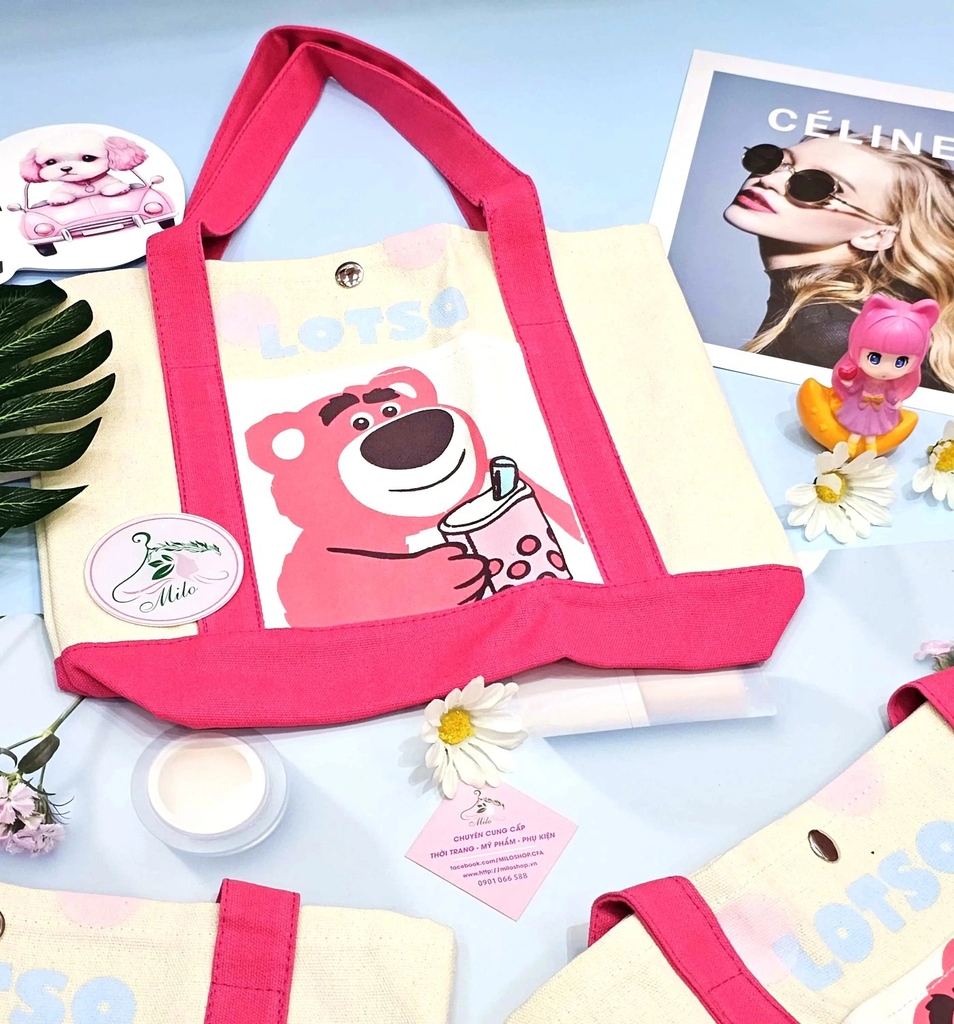 Túi tote Canvas gấu dâu Lotso - Disney