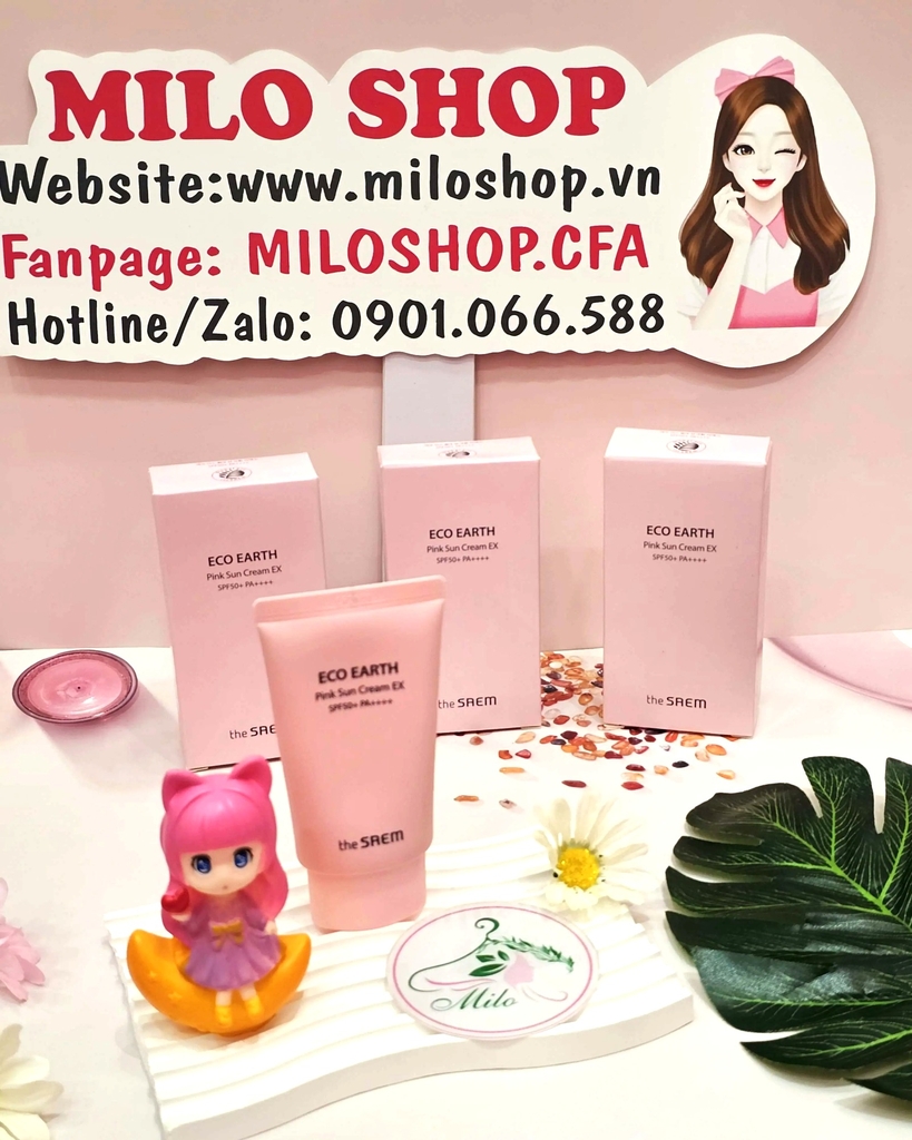 Kem chống nắng The Saem Eco Earth Pink Sun Cream SPF 50+PA++++ 50g