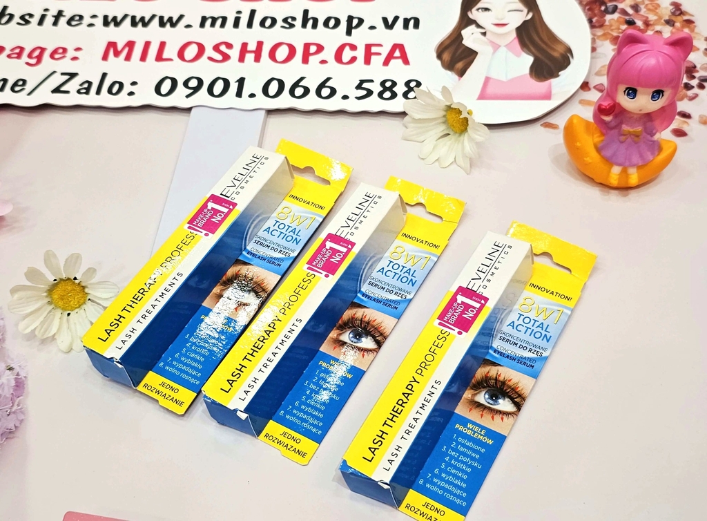 Tinh chất dưỡng mi Eveline 8 in 1 Total Action Lash Therapy professional - 10ml (Nga)