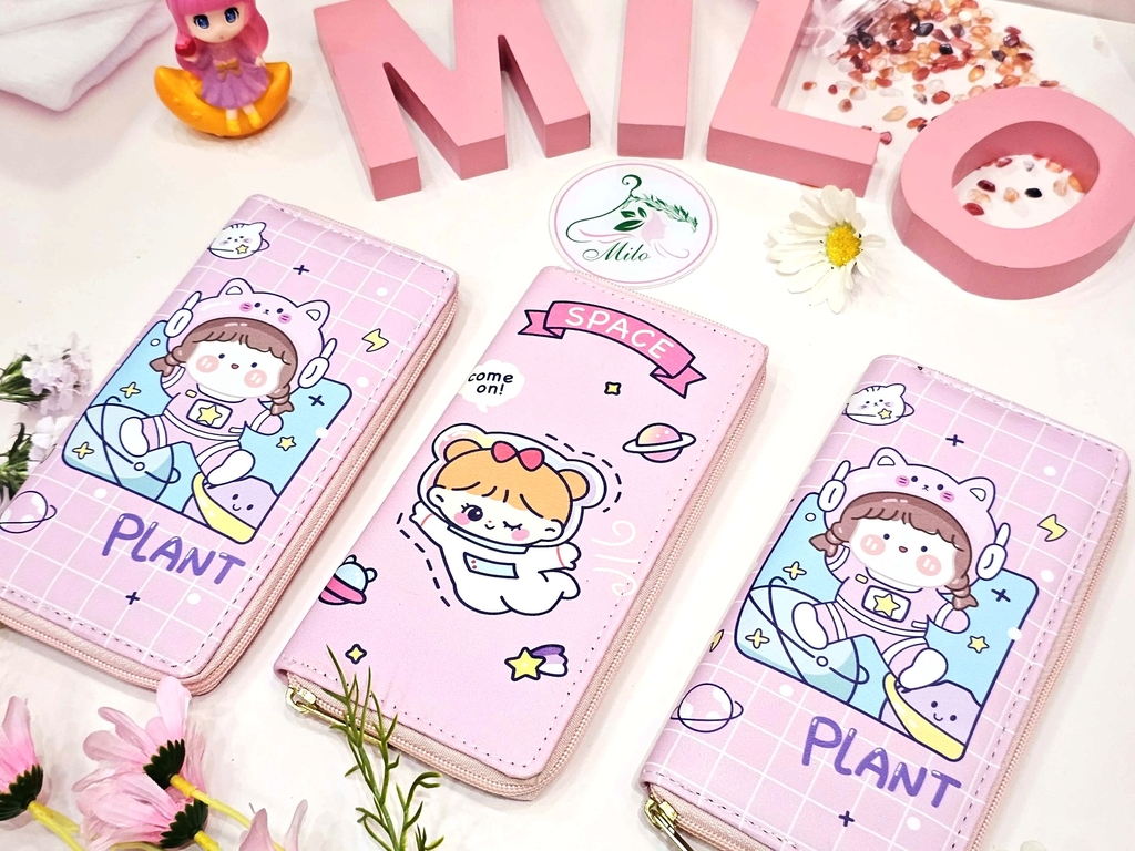 Ví dài cầm tay hoạt hình cute nhiều màu