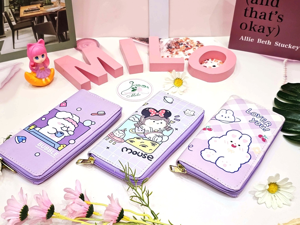 Ví dài cầm tay hoạt hình cute nhiều màu