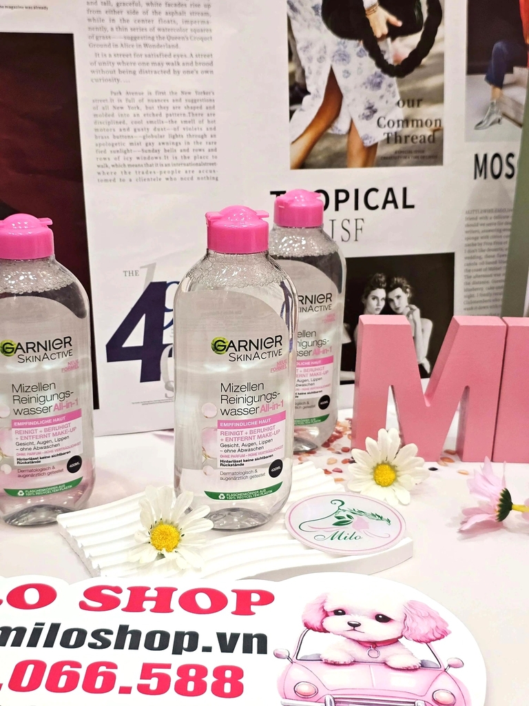 Nước tẩy trang Garnier - 400ml (màu hồng)