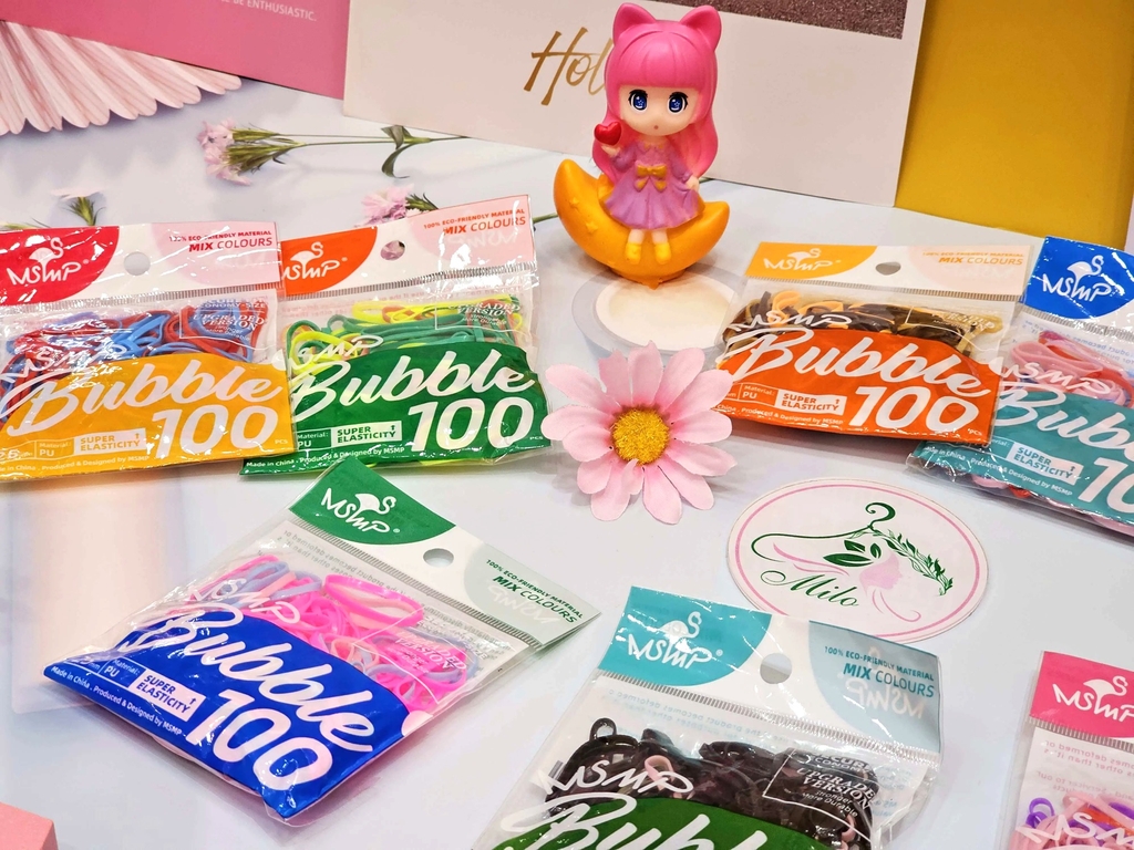 Set 100 thun cột tóc Bubble nhiều màu