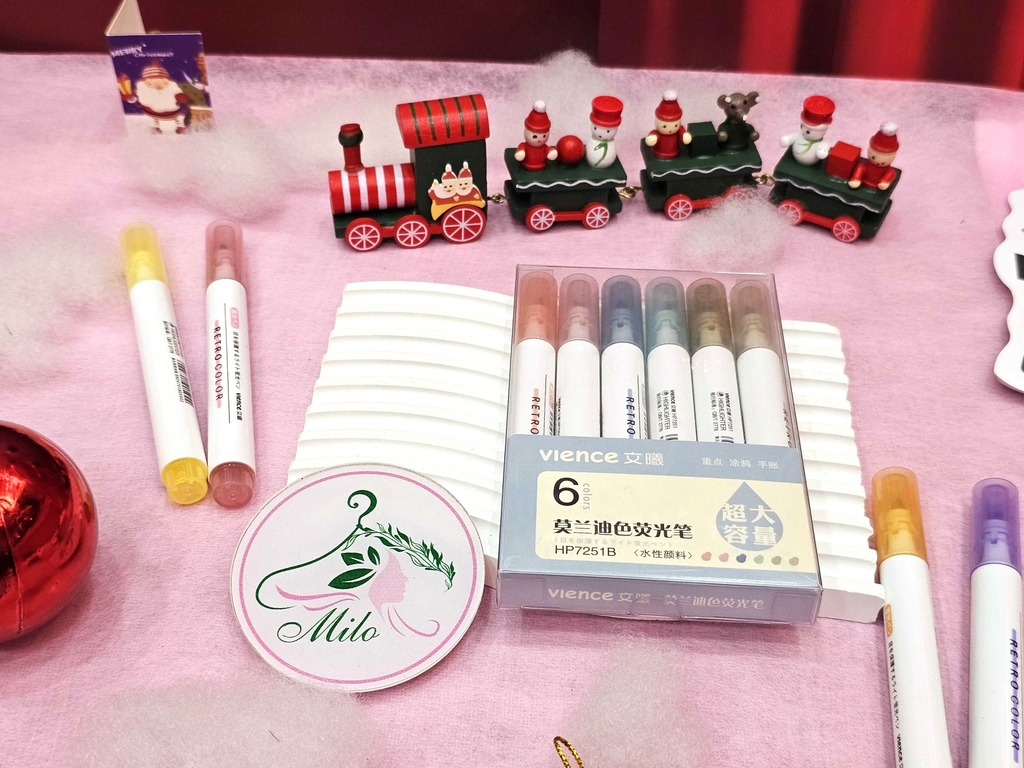 Hộp bút dạ quang Vience Retro 6 màu