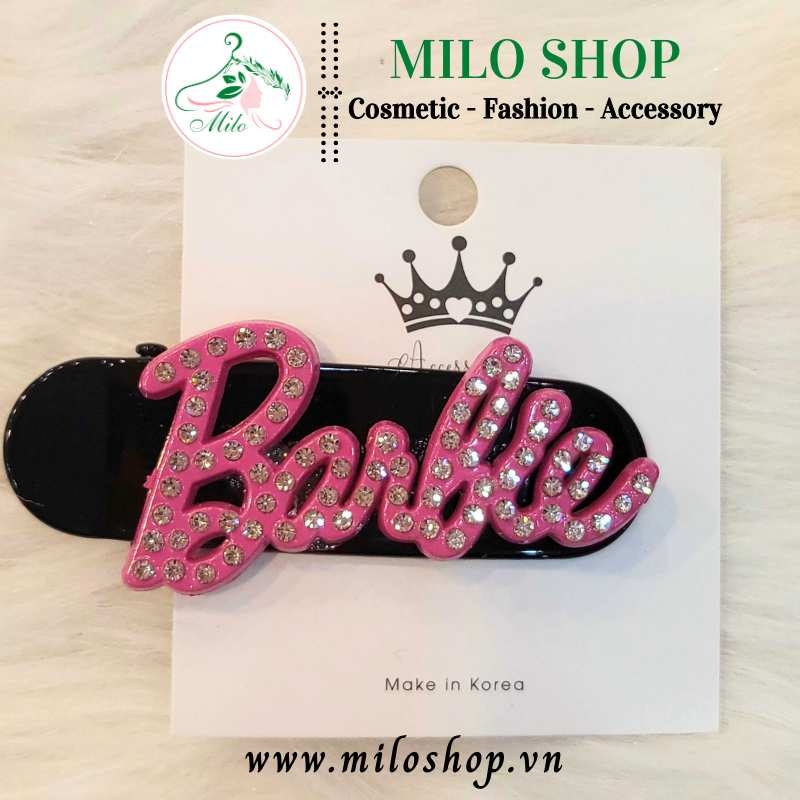 Kẹp tóc đính charm chữ Barbie cute