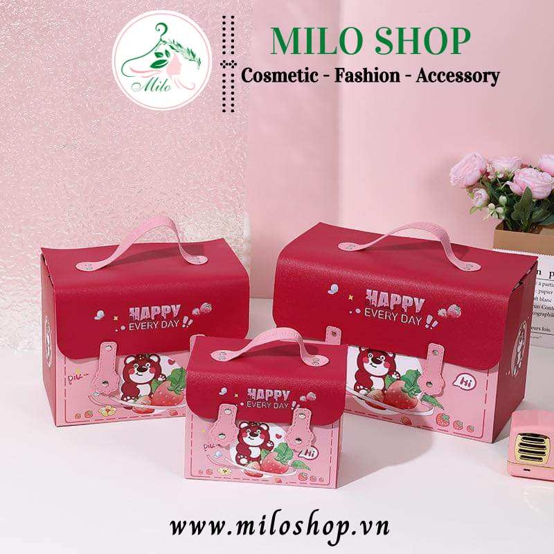 Hộp quà gấu dâu Happy every day (size 30cmx20cmx15cm)