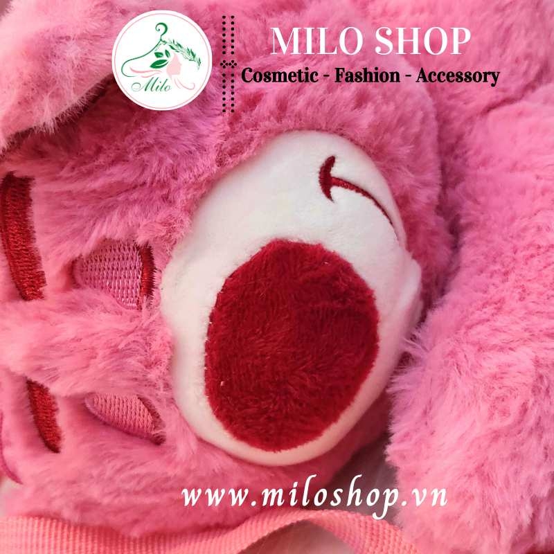 Túi xách lông mịn đeo chéo gấu dâu nằm