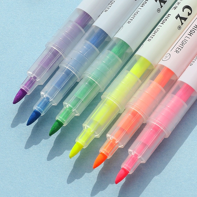 Túi bút dạ quang CY 2 đầu 6 màu