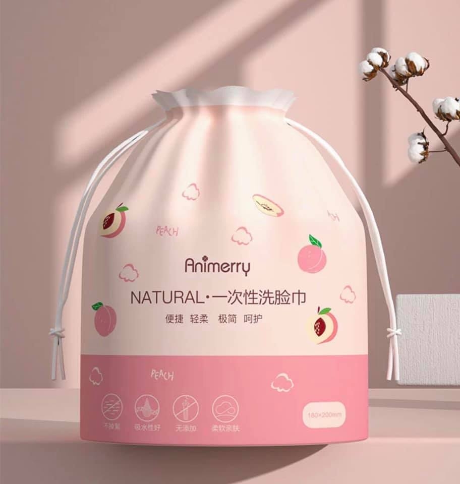 Khăn tẩy trang Animerry Natural (hình quả đào)
