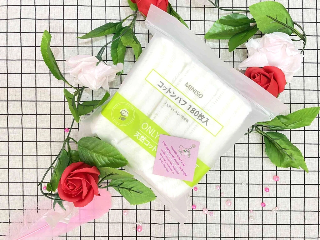 Bông tẩy trang Miniso - 180 miếng (Nhật Bản)