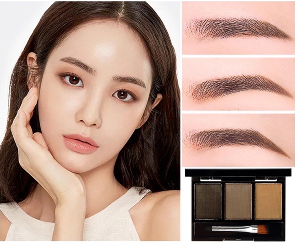 Phấn bột tạo khối và tán chân mày Lameila 3 Color Eyebrow Powder (hộp đen mini)