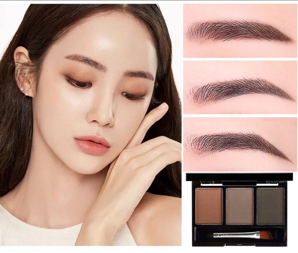 Phấn bột tạo khối và tán chân mày Lameila 3 Color Eyebrow Powder (hộp đen mini)